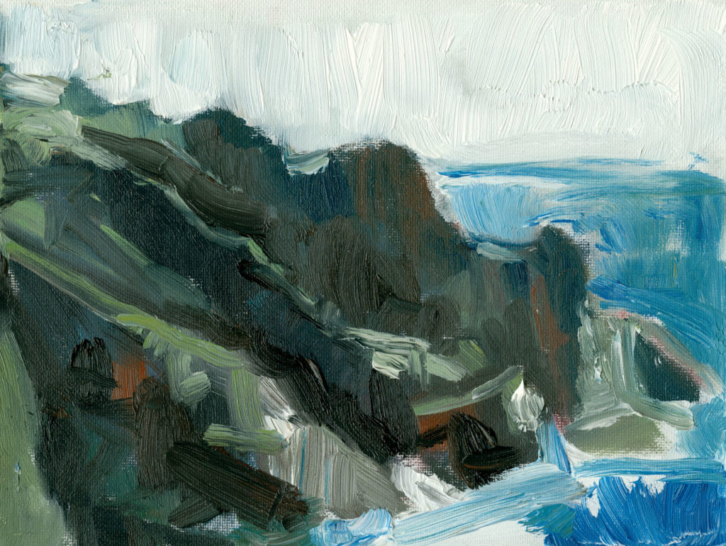 Cornish Fjord, oil on canvas, plein air, 6x8 inches