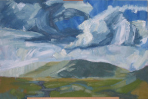 large oil painting showing further progress
